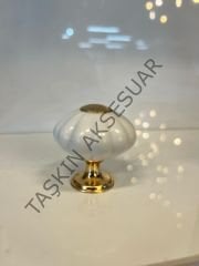 Kristal Papatya Metal Düğme Kulp Altın Beyaz Dolap Kapak Çekmece Komidin Tv Ünite Modern Mobilya Kulbu Tek Delikli
